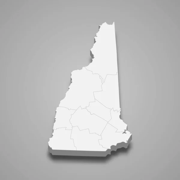 Carte New Hampshire Est État Des États Unis — Image vectorielle