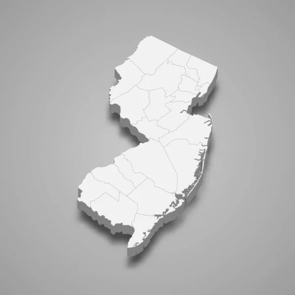 Térkép New Jersey Állam Egyesült Államok — Stock Vector