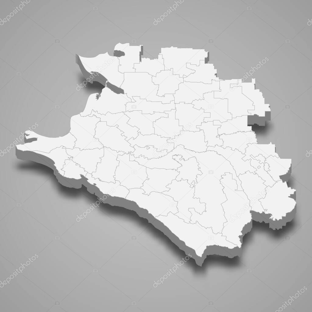 3d map of Krasnodar Krai and Adygea is a regions of Russia