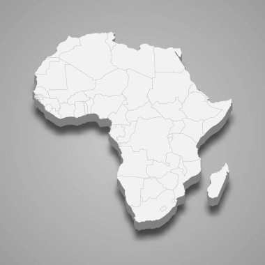 Sınırları olan 3d Afrika haritası