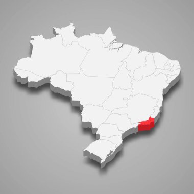 Rio de Janeiro eyaleti Brezilya 'nın 3D haritası içinde
