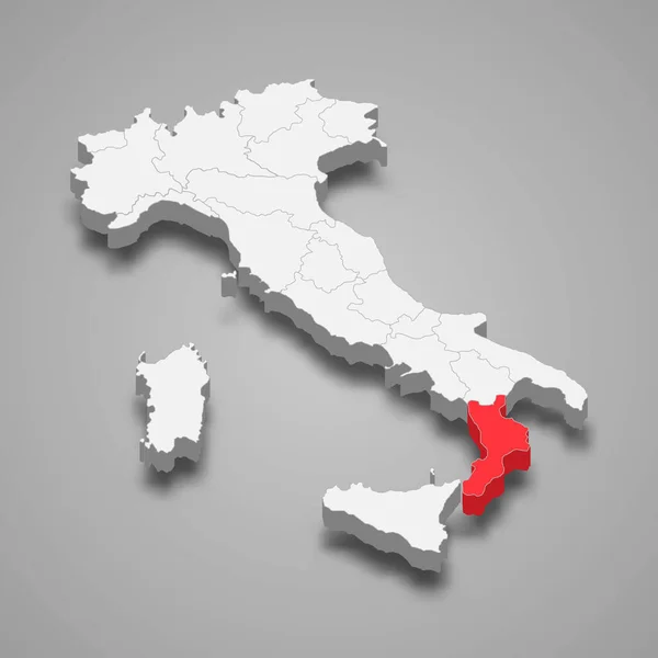 Posizione Regione Calabria All Interno Italia Mappa — Vettoriale Stock