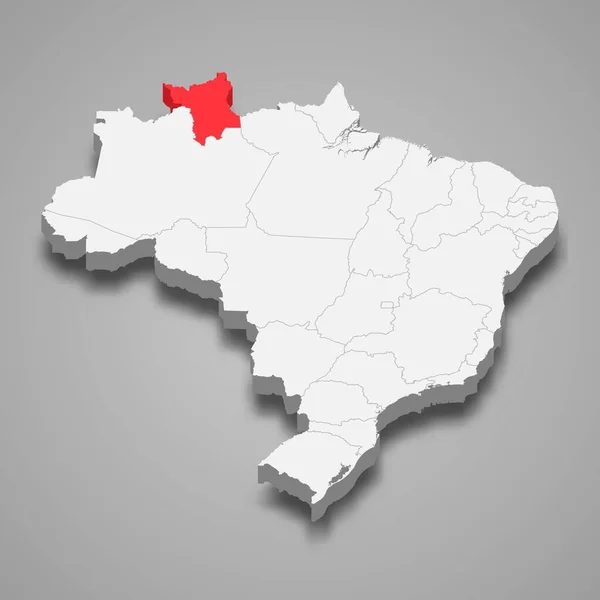Ubicación Del Estado Roraima Dentro Brasil Mapa — Vector de stock