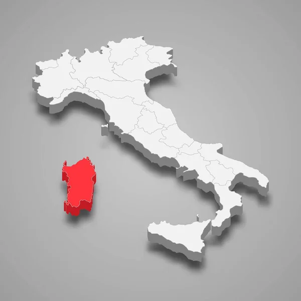 Posizione Regione Sardegna All Interno Dell Italia Mappa — Vettoriale Stock