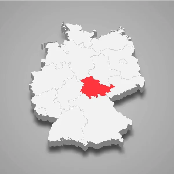 ドイツ3D地図内のテューリンゲン州の位置 — ストックベクタ