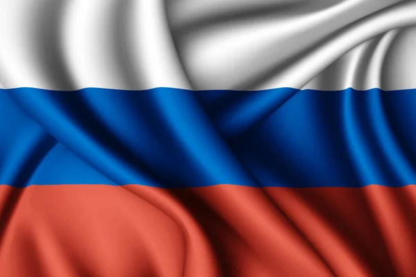 Weergave Zwaaien Zijde Vlag Van Rusland — Stockfoto