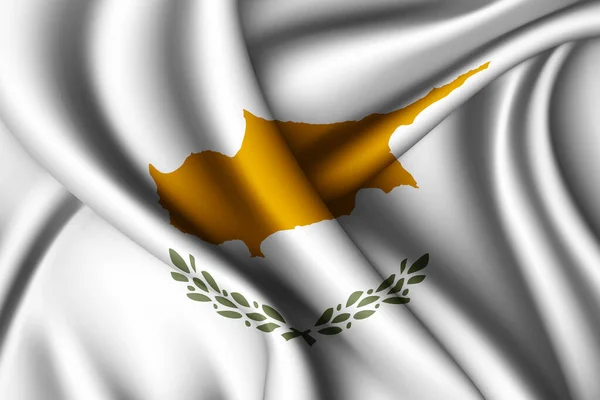 Rendering Waving Silk Flag Cyprus — Stock Photo, Image