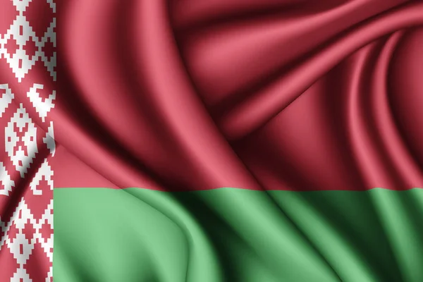 三维渲染白俄罗斯挥动的丝绸国旗 — 图库照片