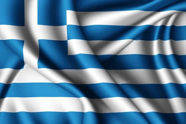 Yunanistan Dalgalı Ipek Bayrağı — Stok fotoğraf
