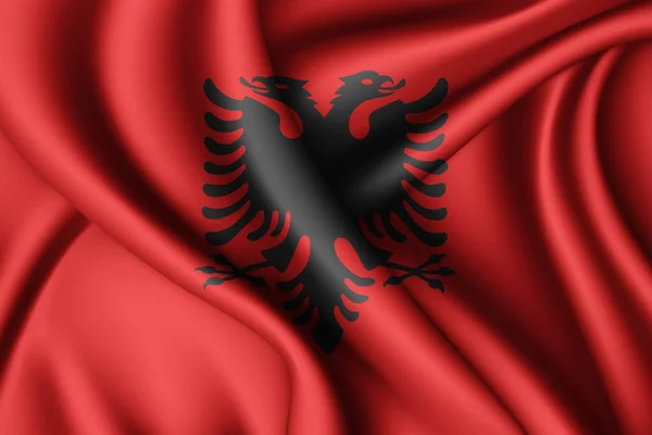 Representación Ondeando Bandera Seda Albania — Foto de Stock