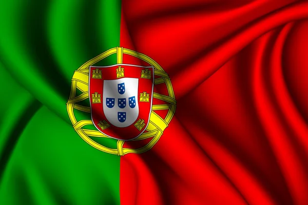 Renderização Acenando Bandeira Seda Portugal — Fotografia de Stock