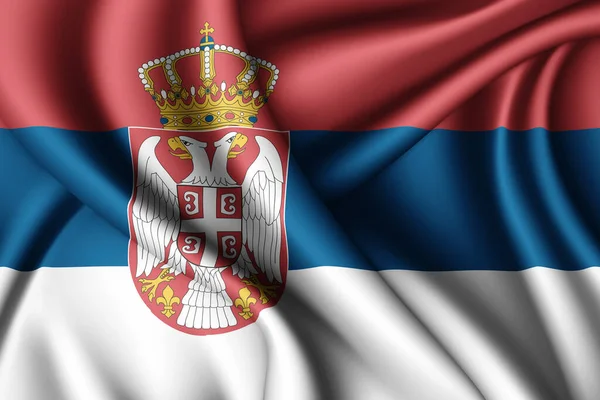 Rendering Waving Silk Flag Serbia — Stock Photo, Image