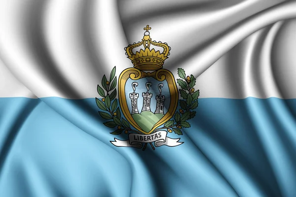 Renderização Acenando Bandeira Seda San Marino — Fotografia de Stock