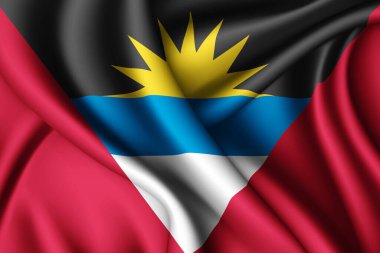 3d rendering waving silk flag of Antigua and Barbuda clipart