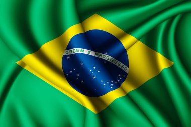 Brezilya 'nın 3D dalgalı ipek bayrağı