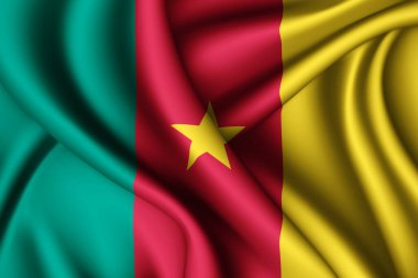 Kamerun 'un 3D dalgalı ipek bayrağı