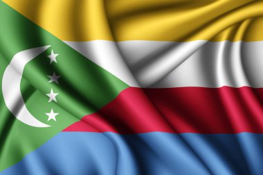 Komoros 'un 3D dalgalı ipek bayrağı