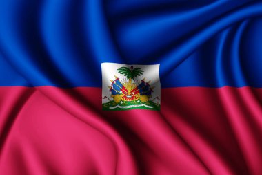 Haiti 'nin 3D dalgalı ipek bayrağı