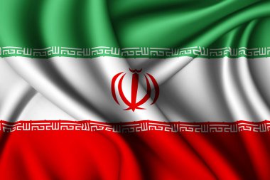 İran 'ın 3D dalgalı ipek bayrağı