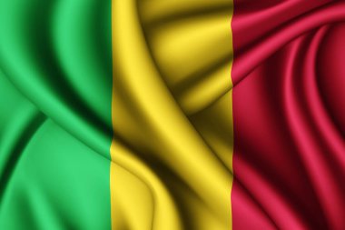 Mali 'nin 3D dalgalı ipek bayrağı
