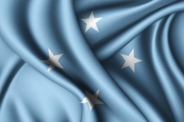 Mikronezya 'nın 3D dalgalı ipek bayrağı