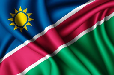 Namibya 'nın 3D dalgalı ipek bayrağı
