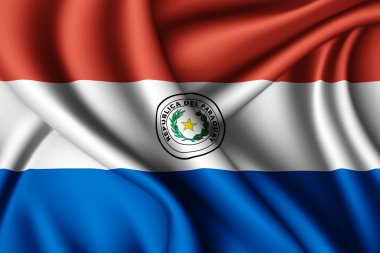 Paraguay 'ın 3D dalgalı ipek bayrağı