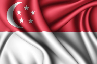 Singapur 'un 3D dalgalı ipek bayrağı