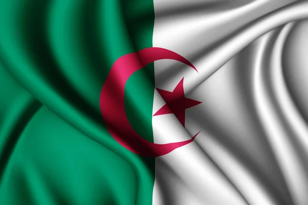 Cezayir Dalgalı Ipek Bayrağı — Stok fotoğraf