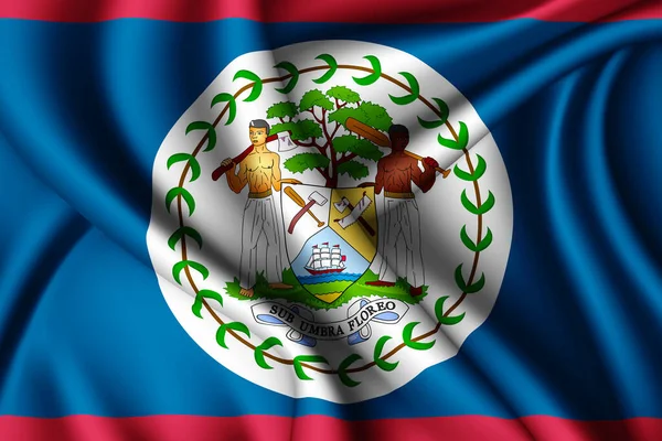 Rendering Waving Silk Flag Belize — Stock Photo, Image