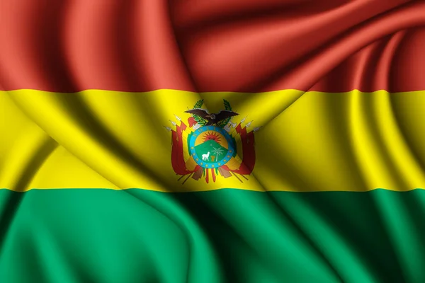 Weergave Zwaaien Zijde Vlag Van Bolivia — Stockfoto