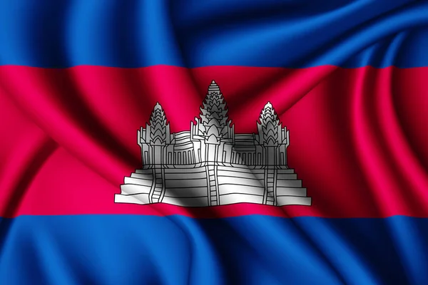 Fluturând Steagul Mătase Din Cambodgia — Fotografie, imagine de stoc