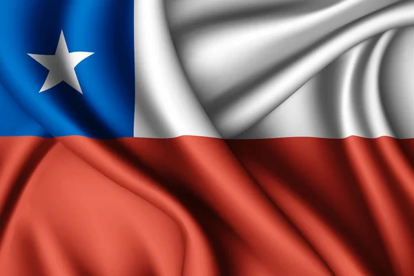 Representación Ondeando Bandera Seda Chile —  Fotos de Stock