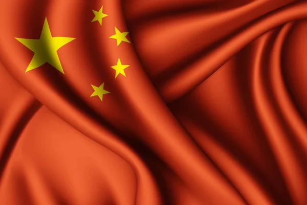 Weergave Zwaaien Zijde Vlag Van China — Stockfoto