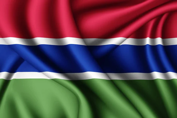 Rendering Waving Silk Flag Gambia — Stock Photo, Image