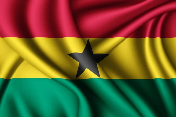 Weergave Zwaaien Zijde Vlag Van Ghana — Stockfoto