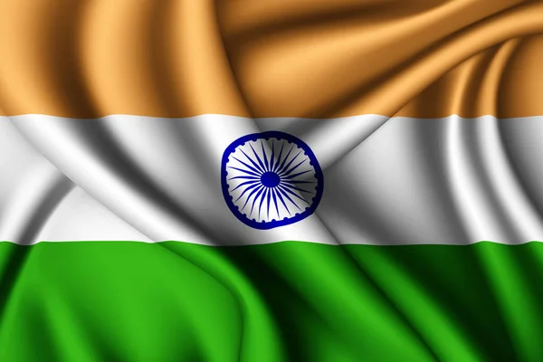 Weergave Zwaaien Zijde Vlag Van India — Stockfoto