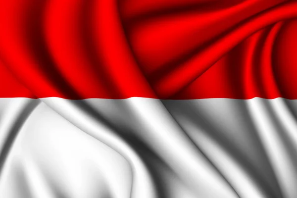 Weergave Zwaaien Zijde Vlag Van Indonesië — Stockfoto