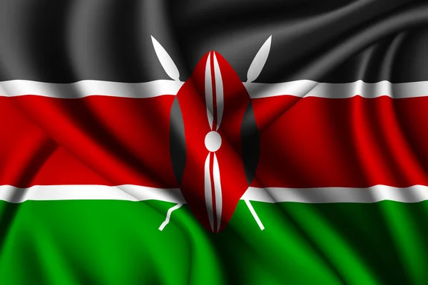 ケニアの3Dレンダリング波絹の旗 — ストック写真