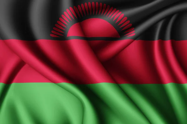 Renderizado Ondeando Bandera Seda Malawi — Foto de Stock