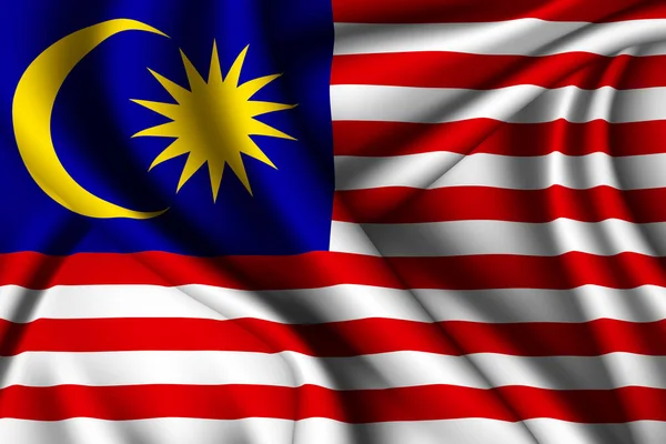 Renderização Acenando Bandeira Seda Malásia — Fotografia de Stock