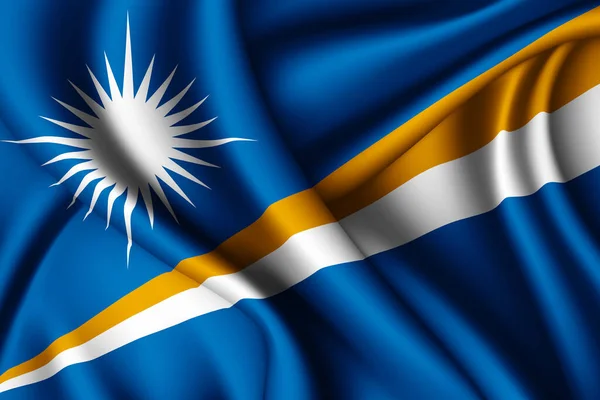 マーシャル諸島の3Dレンダリング波絹の旗 — ストック写真