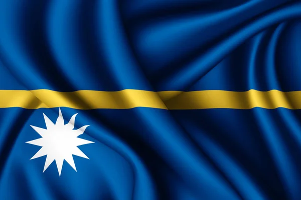 Vykreslování Vlnící Hedvábná Vlajka Nauru — Stock fotografie
