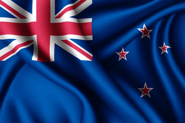 Renderelés Hullámzó Selyem Zászló Zéland — Stock Fotó