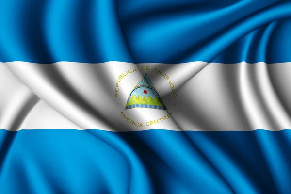 Renderização Acenando Bandeira Seda Nicarágua — Fotografia de Stock