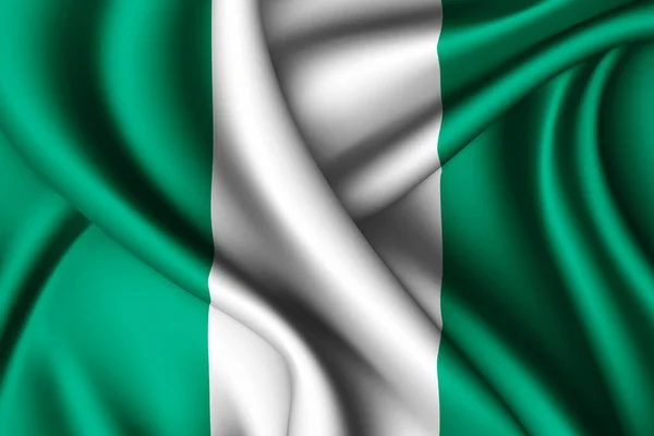 Рендеринг Размахивая Шелковым Флагом Нигерии — стоковое фото