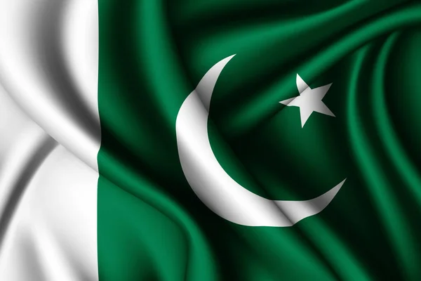 Renderização Acenando Bandeira Seda Paquistão — Fotografia de Stock