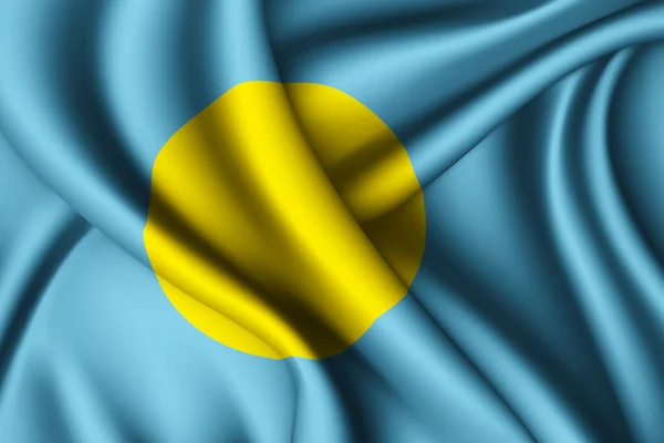 Vykreslování Vlnění Hedvábné Vlajky Palau — Stock fotografie