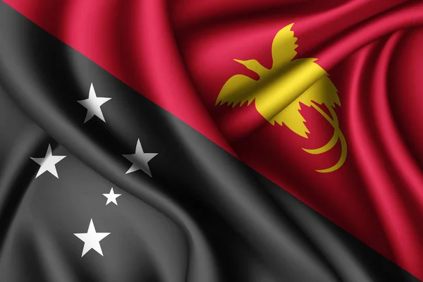 파푸아뉴기니의 깃발을 흔들며 현수막 — 스톡 사진