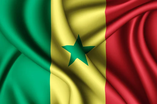 Rendering Viftande Silke Flagga Senegal — Stockfoto
